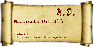 Macsicska Ditmár névjegykártya